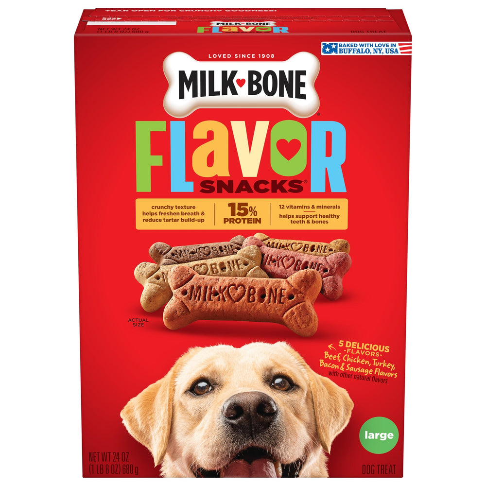 Milk-Bone Flavor Snacks: biscuits croquants pour chien de grande taille, récompense idéale.