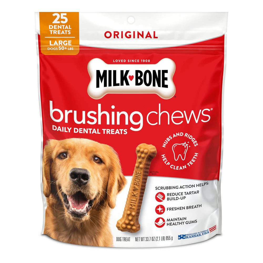 Milk-Bone, friandises dentaires brossantes Original poulet pour chien gros, sachet.
