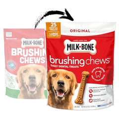 Détail des reliefs des friandises dentaires Milk-Bone pour nettoyage.