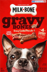 Milk-Bone Gravy Bones avec os croustillants en gros plan, croquant remarquable.
