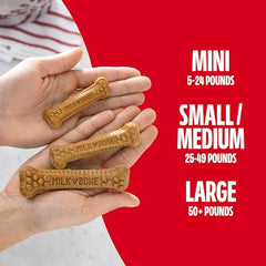 Emballage Milk-Bone indiquant friandises dentaires originales pour gros chiens.