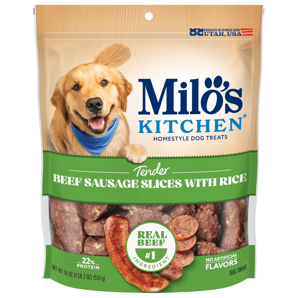 Milo's Kitchen emballage friandises boeuf riz pour chien