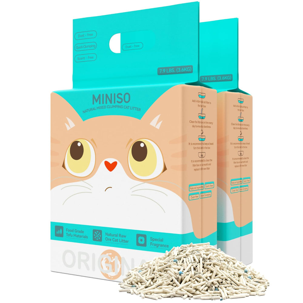 MINISO litière pour chat tofu-bentonite-cassava avec agglomération rapide pour un nettoyage pratique