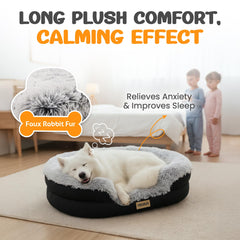 Canapé Miorun avec repose-tête incurvé pour chien, sécurité enveloppante.