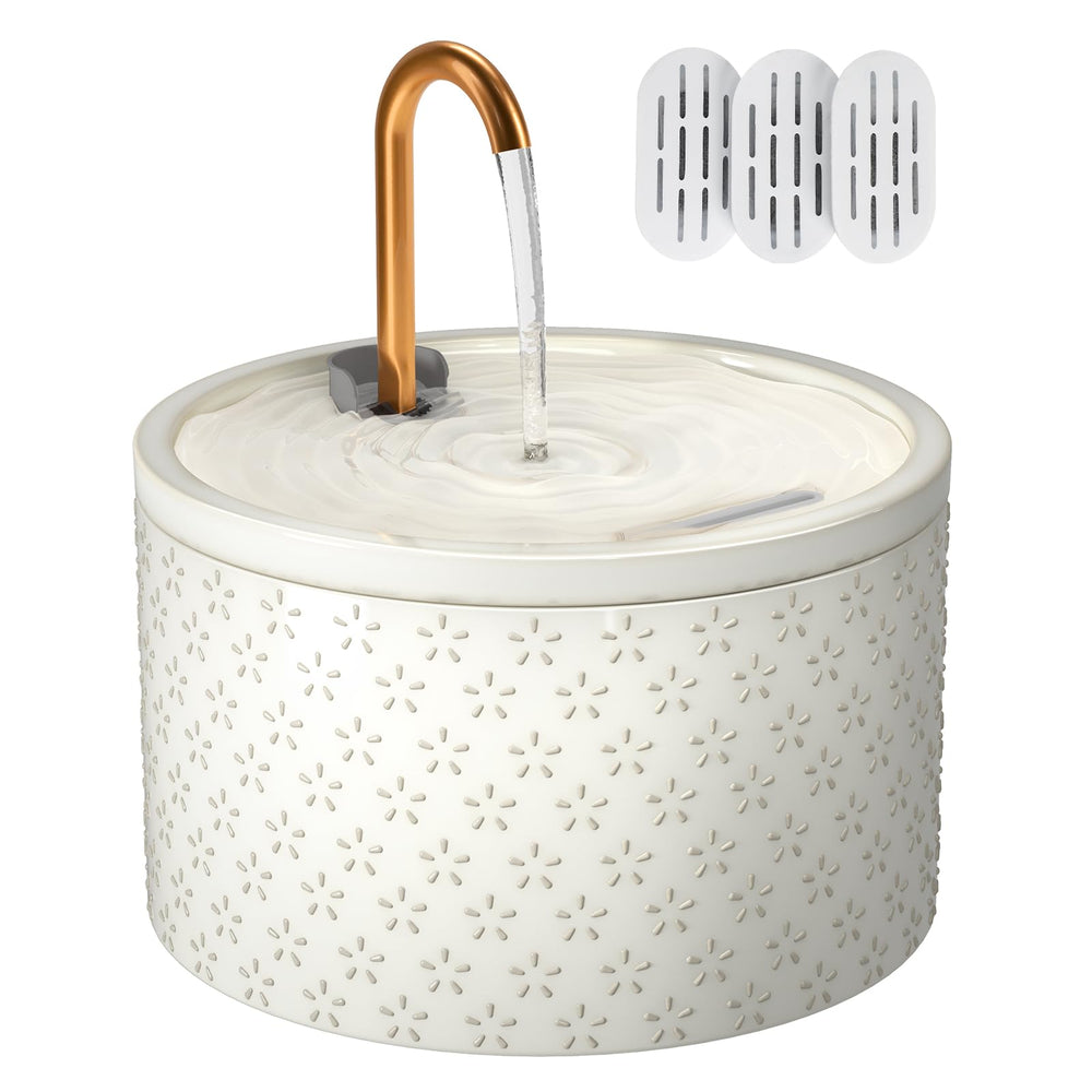 MISFANS fontaine chat, corps céramique avec motif feu d'artifice pour hydratation élégante et sûre