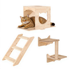 MIUZMORE Maison chat mural – cabane murale avec entrée en forme d'oreille, repos cosy.