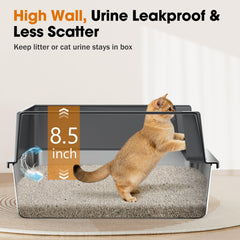 MIXJOY litière en acier inox taille XL plus spacieux pour chats de tailles variées