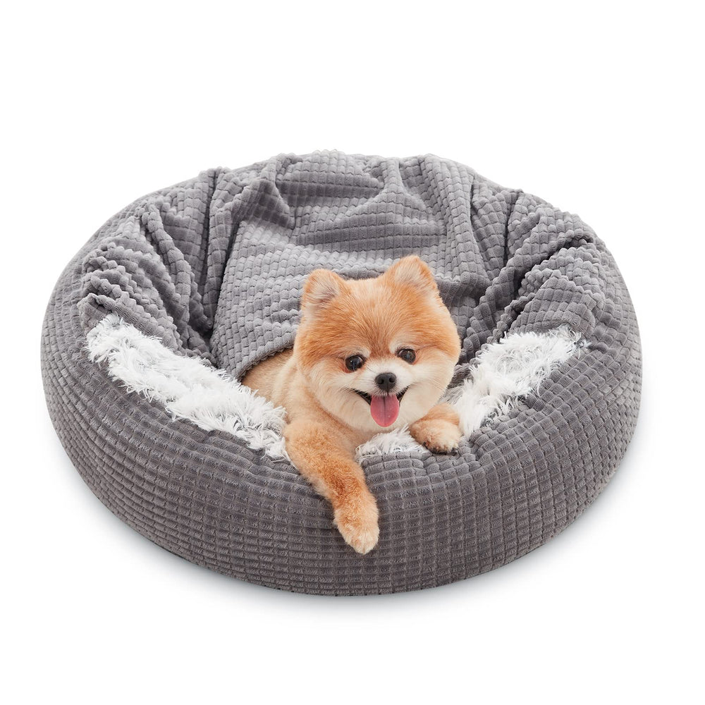 MIXJOY lit chien capuche avec couverture, espace privé pour se blottir et se sentir en sécurité.
