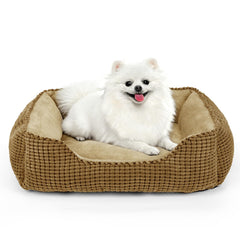 MIXJOY lit-chien rectangle moyen — vue avant, soutien doux pour la tête du chien.