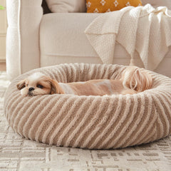 MIXJOY Panier en forme beignet pour petit chien ou chat, cocon confortable.