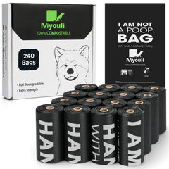 Sacs Miyouli compostables pour chiens en rouleaux, prêt à l’emploi.