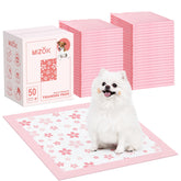 MIZOK Couches absorbantes chiots, design fleurs cerisier rose, idéal pour l'entraînement et le confort.