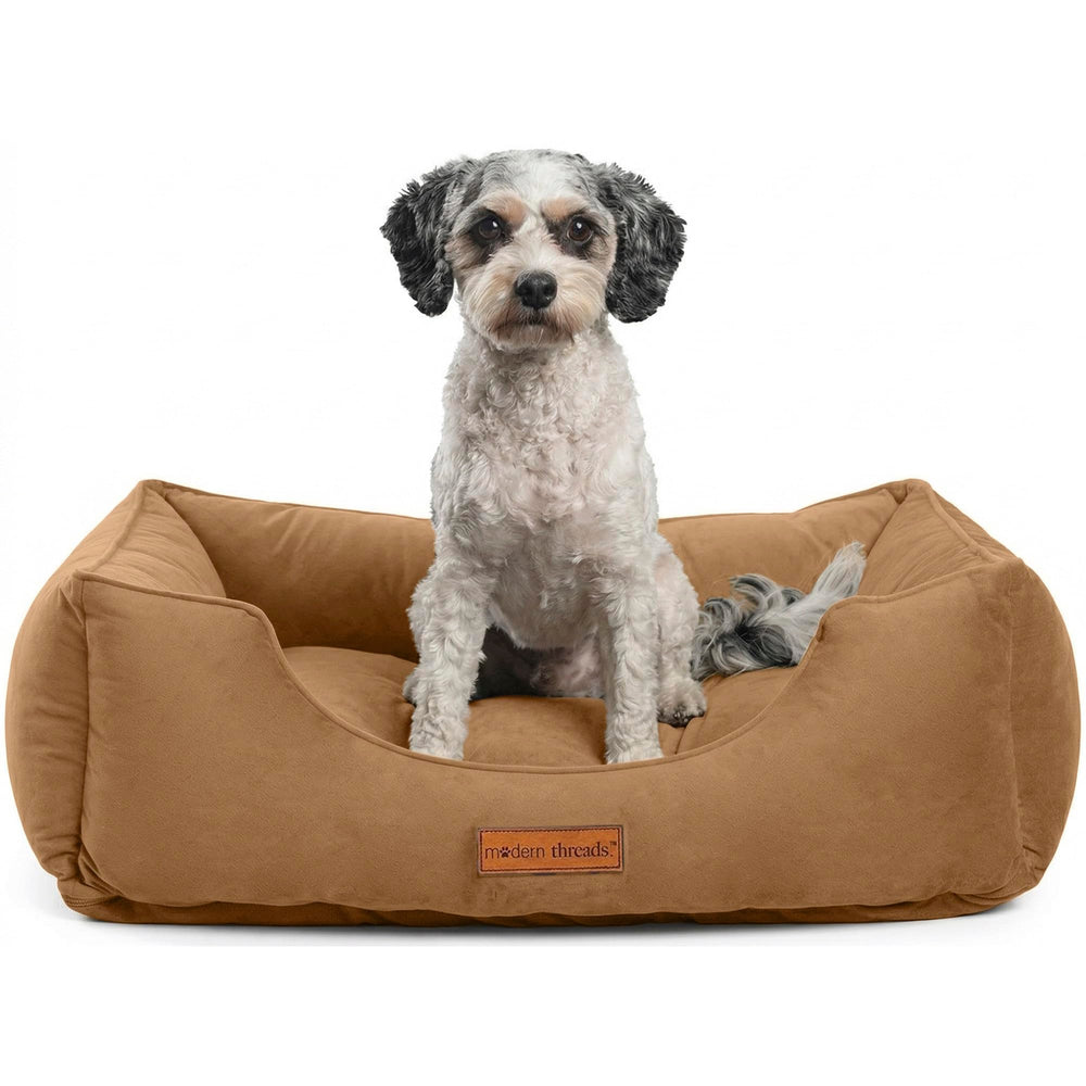 Lit chien Modern Threads, velours tufté, confort luxueux pour petites et grandes races.