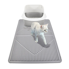 Mofason tapis-litiere-chat gris 28x20 protège le sol des traces.