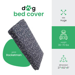 Housse Molly Mutt pour nid chien Rocketman-impression, transforme matelas en lit douillet.