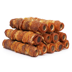 Friandise MON2SUN pour chien: rouleau cuir poulet fumé, longue mastication