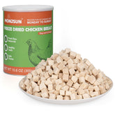 MON2SUN poulet lyophilisé en petits cubes, récompense d'entraînement propre et pratique.