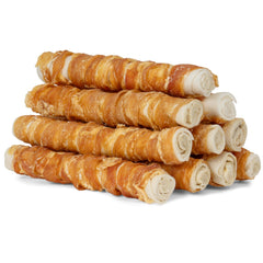 MON2SUN rouleau poulet enrobé 9 pouces, pour chiens moyens et grands, nettoyage des dents potentiel.