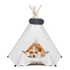 Mooipet Tepee pour chiens et chats avec coussin épais et intérieur cocooning.