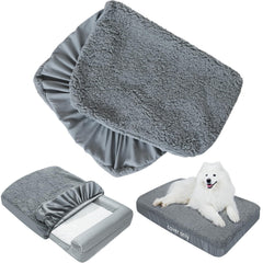 Moonsea housse-lit-chien-plush 2-pack gris, douceur et protection contre les déversements.