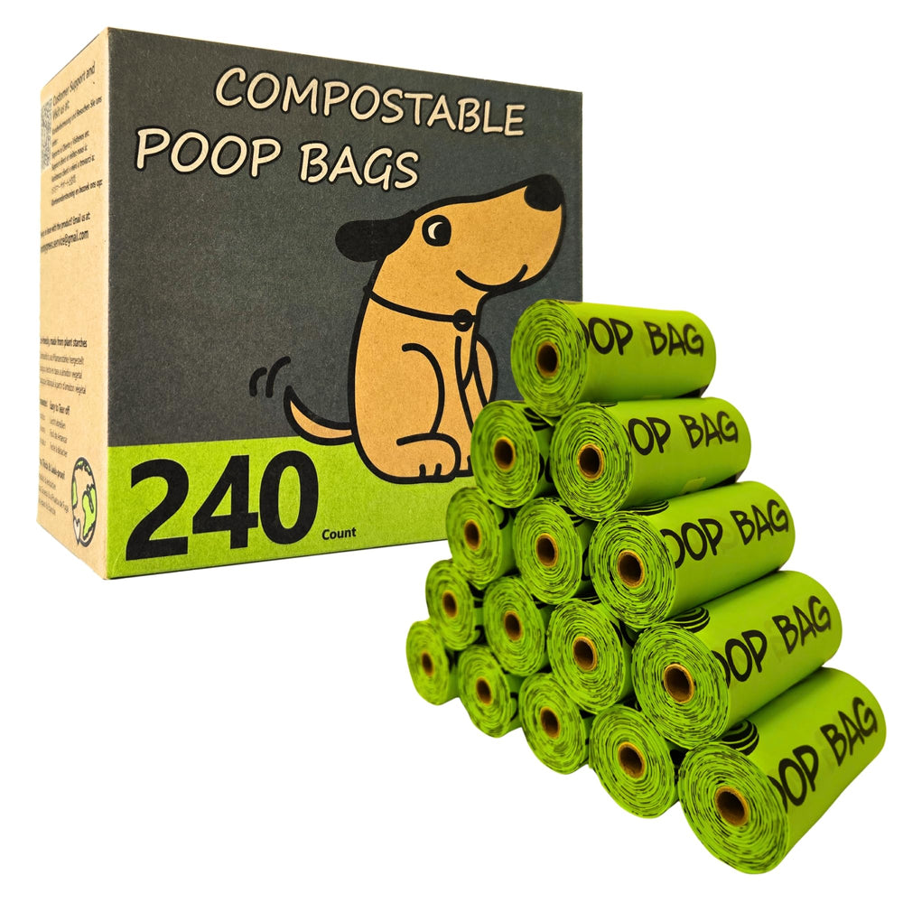 Moonygreen sacs compostables chien 9x13, format pratique pour promenades.