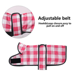 Morezi imperméable dachshund rose-plaid, bande réfléchissante visible la nuit.