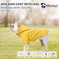 Morezi veste pluie chien jaune double-face, deux looks et protection.