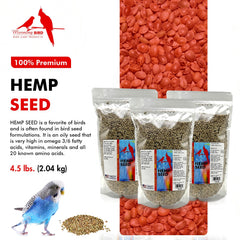 Morning Bird Hemp Seeds graines seches en gros plan pour oiseaux