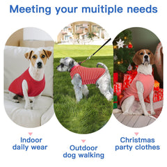 Détail matière élastique polaire chien rouge M, tissu stretch pour liberté de mouvement.