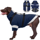 MORVIGIVE manteau d'hiver XXL avec harnais intégré – vue avant, pour des promenades sécurisées.