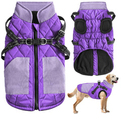 Mosucoirl manteau chien chaud violet XXL, vue avant, protection contre le froid pendant les balades.