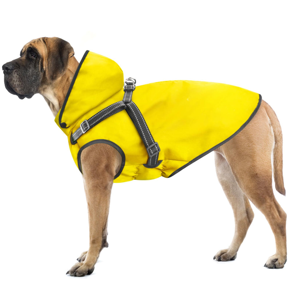 Mosucoirl manteau-pluie chien capuche réfléchissant jaune, visibilité accrue lors des sorties.