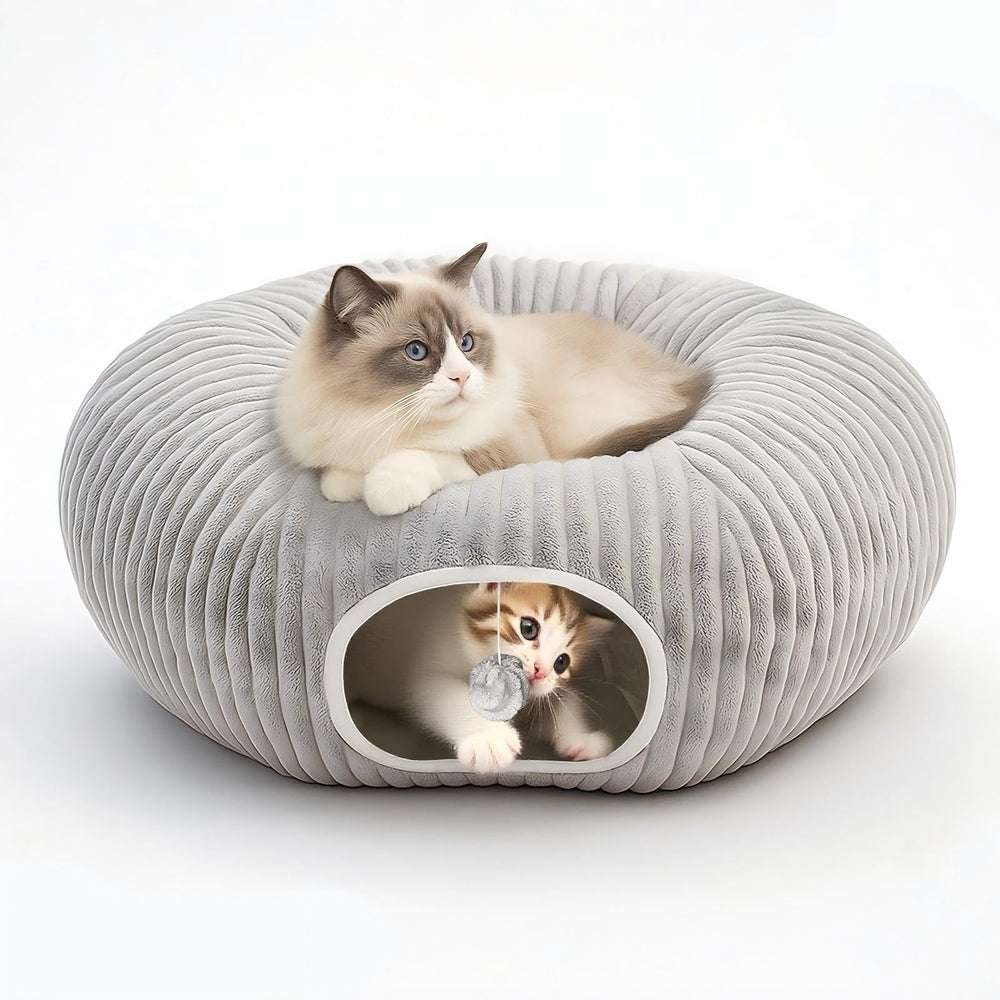 MOYMO tunnel chat cachette gris, espace ludique sûr pour votre chat.