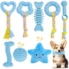 Jouet dentition MRSOHRET en brosse pour chiot bleu, stimule la mastication et entretient les gencives.