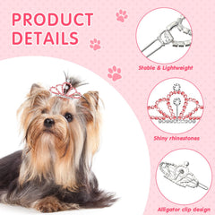 Barette MTLEE cheveux enfant princesse cristal rose, accessoire chic pour quotidien et cosplay.