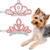Diadème MTLEE pour chien en cristal rose, idéal pour les fêtes et séances photo.