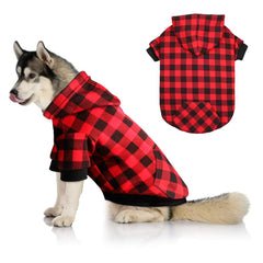 Mtliepte pull chien plaid rouge capuche, idéal pour sorties fraîches.