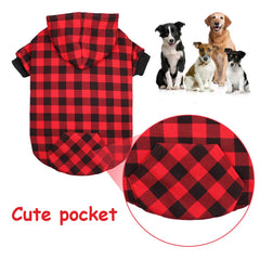 Mtliepte red plaid dog hoodie pocket detail for small essentials