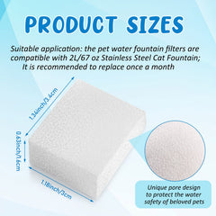 Ensemble Mudder de 12 éponge-filtre pour fontaine chat et chien 67oz.