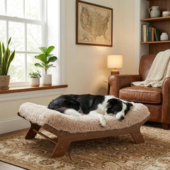 Muihood lit chien elevé en bois noix offre un repos stable et sécurisé
