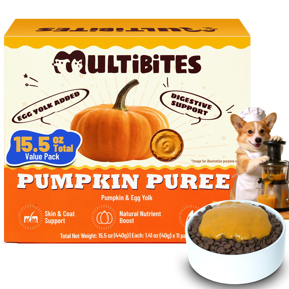 MULTIBITES Purée Potiron Premium – sachet pratique, texture onctueuse pour chats et chiens sensibles.