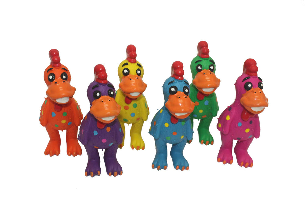 Peluche poulet latex Multipet vue avant, idéale pour petits chiens.