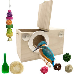 MUYG boîte-nid naturelle pour perruche, fixation stable sur cage.