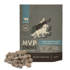 MVPChews emballage lyophilise foie boeuf, récompense idéale pour l'entraînement.