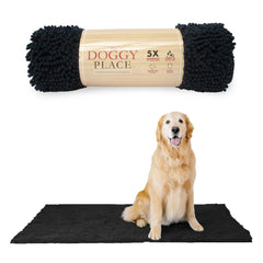 My Doggy Place Tapis Boue Chien 60x36 Noir, absorption élevée pour sols propres.