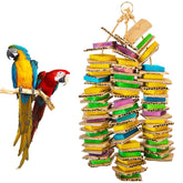 MYFAMIREA jouet-perroquet-bois-naturel : stimule le jeu et l attention de l oiseau.