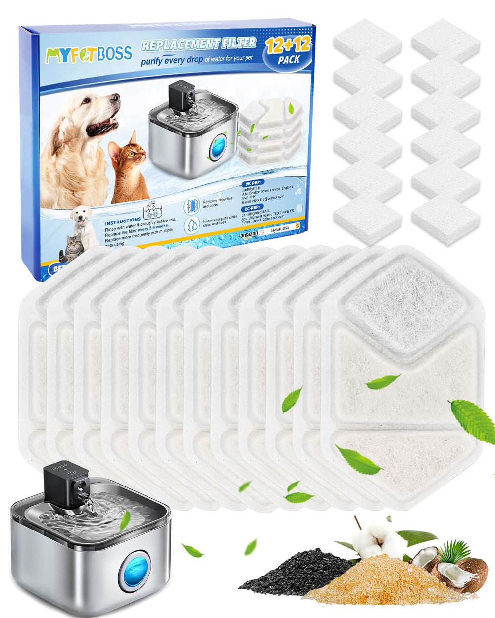 MyfatBOSS filtre fontaine chat, compatibilité ZTI0506, eau plus propre.