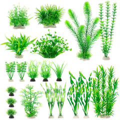 MyLifeUNIT – plantes d'aquarium vertes avec base en céramique stable.