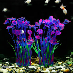 Décor végétal MyLifeUNIT violet, feuilles souples pour cache et exploration aquatique.
