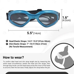 Lunettes NAMSAN chien bleu ajustables avec élastiques.